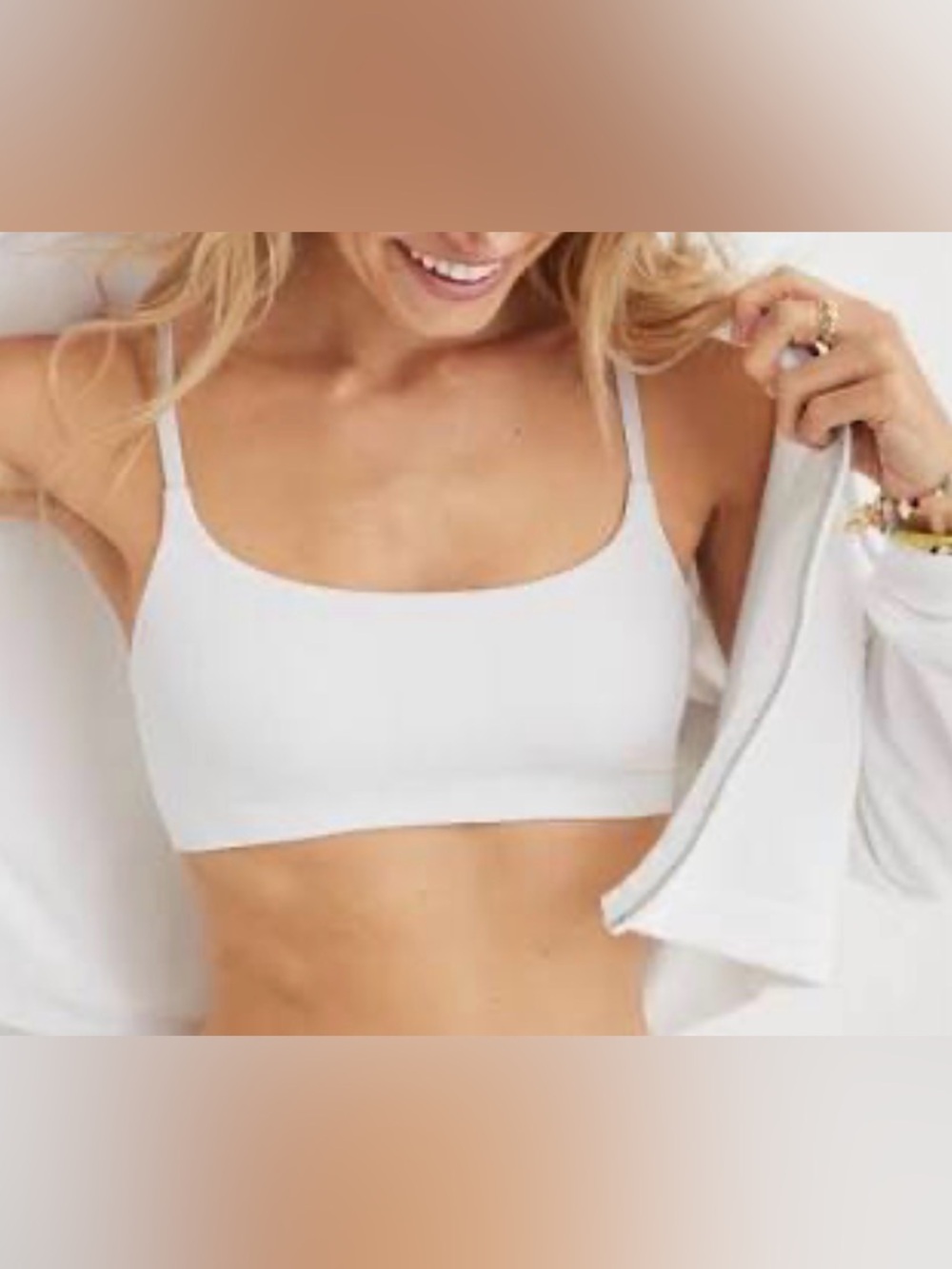 Aerie Superchill Seamless Padded Scoop Bralette, White, sz S